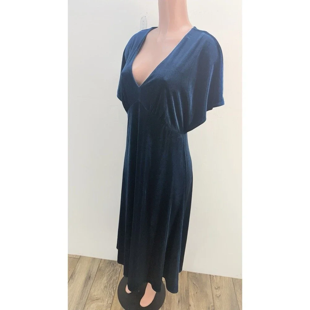 Taylor Womens Dress Blue Velvet Evening Flare Size 14 - Picture 9 of 15